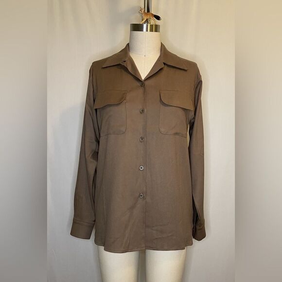 Finicky fox clothing | Doris Women's LS Loop Collar - Brown Size Medium - Picture 3 of 5